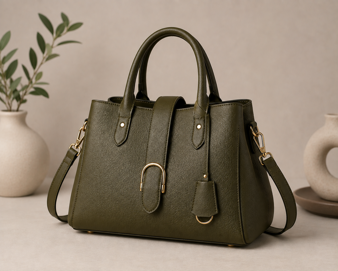 Sophia Structured Leather Tote Bag – Elegant Top Handle & Shoulder Bag